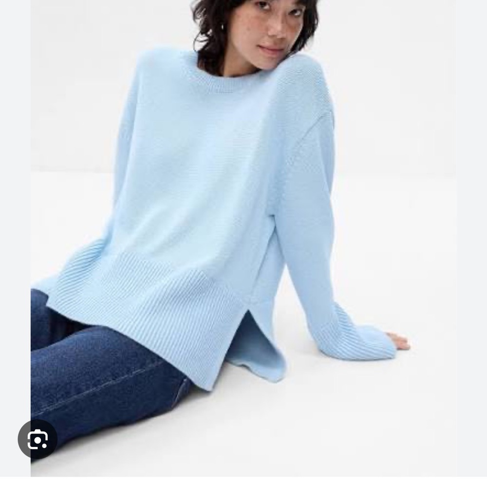 GAP Split-hem Crewneck Sweater In Light Blue Shadow